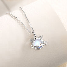 Load image into Gallery viewer, 925 Sterling Silver Fashion Elegant Cat Moonstone Pendant with Cubic Zirconia and Necklace
