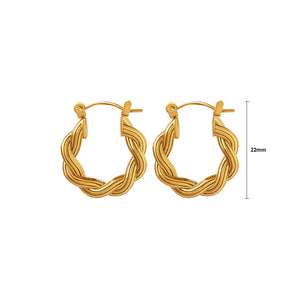 Fashion Personality Plated Gold 316L Stainless Steel Twist Geometric Circle Earrings