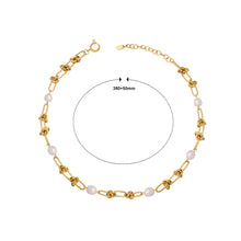 Load image into Gallery viewer, Simple Personality Plated Gold 316L Stainless Steel Rope Knot Chain Imitation Pearl Necklace