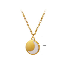 Load image into Gallery viewer, Fashion Simple Plated Gold 316L Stainless Steel Enamel Moon Geometric Round Pendant with Necklace