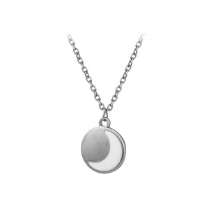 Fashion Simple Plated Gold 316L Stainless Steel Enamel Moon Geometric Round Pendant with Necklace