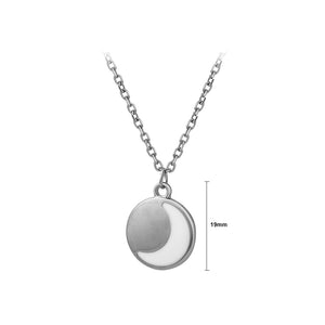 Fashion Simple Plated Gold 316L Stainless Steel Enamel Moon Geometric Round Pendant with Necklace