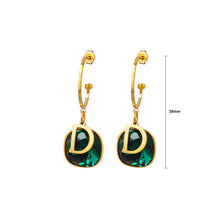 Load image into Gallery viewer, Fashion Temperament Plated Gold 316L Stainless Steel Alphabet D Geometric Square Earrings with Green Cubic Zirconia
