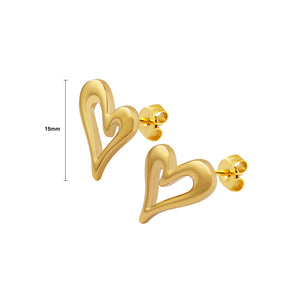Fashion Simple Plated Gold 316L Stainless Steel Hollow Heart Stud Earrings