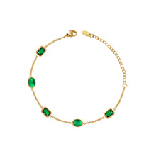 Load image into Gallery viewer, Fashion Elegant Plated Gold 316L Stainless Steel Geometric Green Cubic Zirconia Bracelet