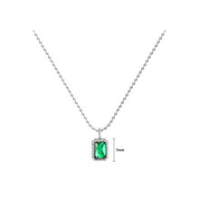Load image into Gallery viewer, Simple Fashion 316L Stainless Steel Geometric Square Pendant with Green Cubic Zirconia and Necklace