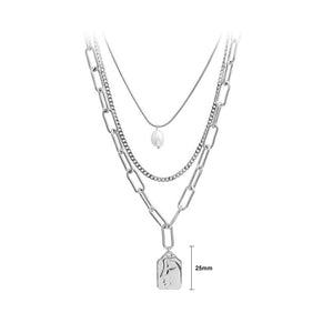 Fashion Elegant 316L Stainless Steel Portrait Geometric Pendant with Three Layer Necklace
