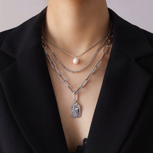 Load image into Gallery viewer, Fashion Elegant 316L Stainless Steel Portrait Geometric Pendant with Three Layer Necklace