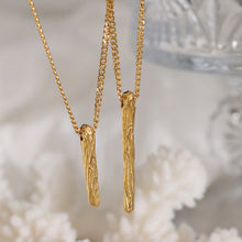 Load image into Gallery viewer, Fashion Simple Plated Gold 316L Stainless Steel Pattern Geometric Strip Long Pendant with Necklace