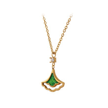 Load image into Gallery viewer, Fashion Simple Plated Gold 316L Stainless Steel Green Ginkgo Leaf Pendant with Necklace