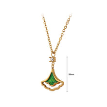 Load image into Gallery viewer, Fashion Simple Plated Gold 316L Stainless Steel Green Ginkgo Leaf Pendant with Necklace