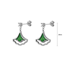 Load image into Gallery viewer, Fashion Simple 316L Stainless Steel Green Ginkgo Leaf Earrings with Cubic Zirconia