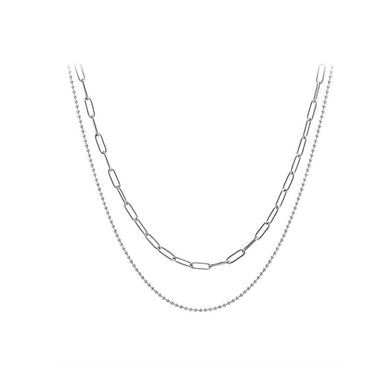 Simple Fashion 316L Stainless Steel Geometric Chain Double Layer Necklace