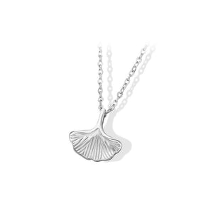Fashion Simple 316L Stainless Steel Ginkgo Leaf Pendant with Necklace