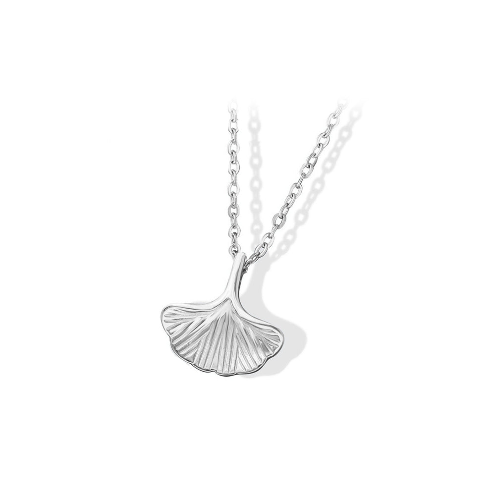 Fashion Simple 316L Stainless Steel Ginkgo Leaf Pendant with Necklace