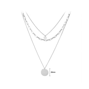 Fashion Temperament 316L Stainless Steel Geometric Round Pendant with Three Layer Necklace