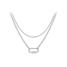Load image into Gallery viewer, Simple Fashion 316L Stainless Steel Hollow Oval Pendant with Double Layer Necklace