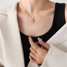Load image into Gallery viewer, Fashion Personality Plated Gold 316L Stainless Steel Hand Hold Moon Geometric Square Pendant with Necklace