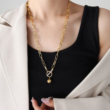 Load image into Gallery viewer, Fashion Simple Plated Gold 316L Stainless Steel Geometric Ball Pendant with Long Necklace