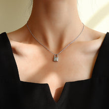 Load image into Gallery viewer, Simple Personality 316L Stainless Steel Lock Pendant with Cubic Zirconia and Necklace