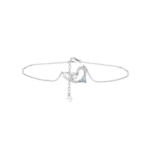 Load image into Gallery viewer, 925 Sterling Silver Simple Romantic Double Heart Anklet with Cubic Zirconia