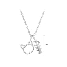Load image into Gallery viewer, 925 Sterling Silver Fashion Cute Cat Fishbone Pendant with Necklace