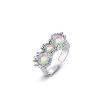 Load image into Gallery viewer, 925 Sterling Silver Fashion Temperament Irregular Geometric Colorful Imitation Moonstone Adjustable Open Ring