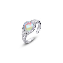 Load image into Gallery viewer, 925 Sterling Silver Fashion Simple Irregular Convex Geometric Colorful Imitation Moonstone Adjustable Open Ring