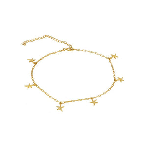 925 Sterling Silver Plated Gold Simple Fashion Starfish Anklet