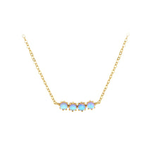 Load image into Gallery viewer, 925 Sterling Silver Plated Gold Fashion Simple Geometric Round Moonstone Necklace