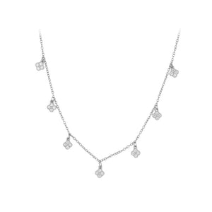 925 Sterling Silver Simple Fashion Four-leafed Clover Necklace with Cubic Zirconia