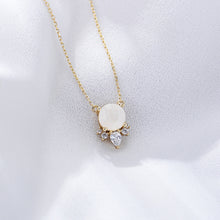 Load image into Gallery viewer, 925 Sterling Silver Plated Gold Fashion Simple Geometric Moonstone Pendant with Cubic Zirconia and Necklace
