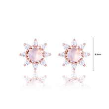 Load image into Gallery viewer, 925 Sterling Silver Plated Rose Gold Fashion Simple Sunflower Moonstone Stud Earrings with Cubic Zirconia