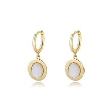 Load image into Gallery viewer, 925 Sterling Silver Plated Gold Fashion Elegant Geometric Oval Mother-of-pearl Earrings
