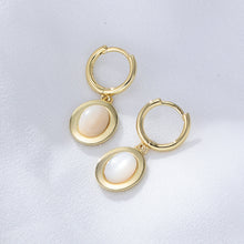 Load image into Gallery viewer, 925 Sterling Silver Plated Gold Fashion Elegant Geometric Oval Mother-of-pearl Earrings