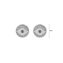 Load image into Gallery viewer, 925 Sterling Silver Fashion Personality Devil&#39;s Eye Geometric Round Stud Earrings with cubic Zirconia