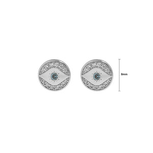 925 Sterling Silver Fashion Personality Devil's Eye Geometric Round Stud Earrings with cubic Zirconia