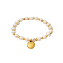 Load image into Gallery viewer, Fashion Temperament Plated Gold 316L Stainless Steel Heart Beaded Irregular Imitation Pearl Bracelet