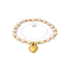 Load image into Gallery viewer, Fashion Temperament Plated Gold 316L Stainless Steel Heart Beaded Irregular Imitation Pearl Bracelet
