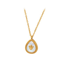 Load image into Gallery viewer, Fashion Simple Plated Gold 316L Stainless Steel Crown Geometric Shell Water Drop Pendant with Necklace