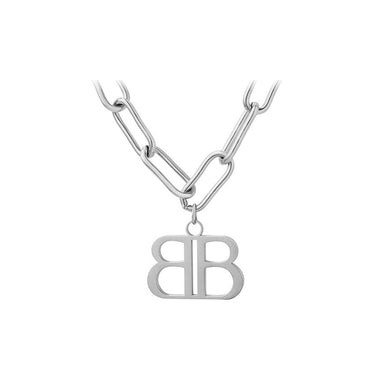 Fashion Personality 316L Stainless Steel Double Alphabet B Pendant with Necklace