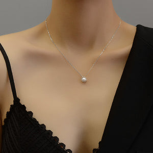 Simple and Fashion Irregular Geometric Pendant with Imitation Pearls and Necklace