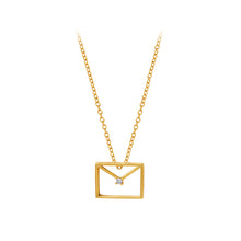 Load image into Gallery viewer, Fashion Creative Plated Gold 316L Stainless Steel Hollow Envelope Pendant with Cubic Zirconia and Necklace