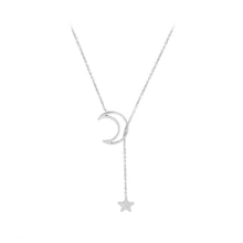 Load image into Gallery viewer, Simple Temperament 316L Stainless Steel Hollow Moon Star Necklace