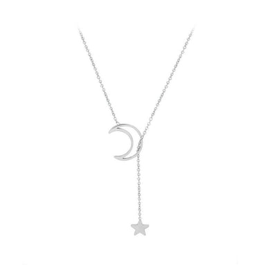 Simple Temperament 316L Stainless Steel Hollow Moon Star Necklace