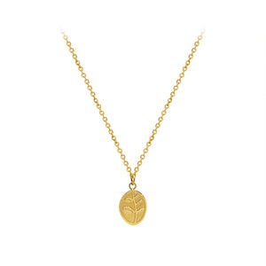 Fashion Simple Plated Gold 316L Stainless Steel Leaf Geometric Oval Pendant with Necklace