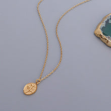Load image into Gallery viewer, Fashion Simple Plated Gold 316L Stainless Steel Leaf Geometric Oval Pendant with Necklace