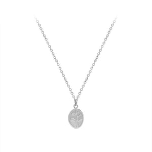 Fashion Simple 316L Stainless Steel Leaf Geometric Oval Pendant with Necklace