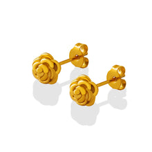 Load image into Gallery viewer, Fashion Simple Plated Gold 316L Stainless Steel Rose Stud Earrings