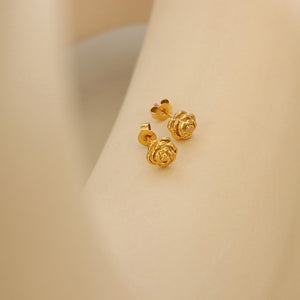 Fashion Simple Plated Gold 316L Stainless Steel Rose Stud Earrings